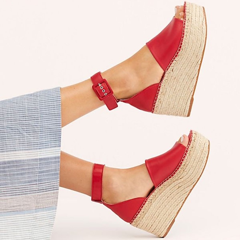 Free People Red Wedge Size 8